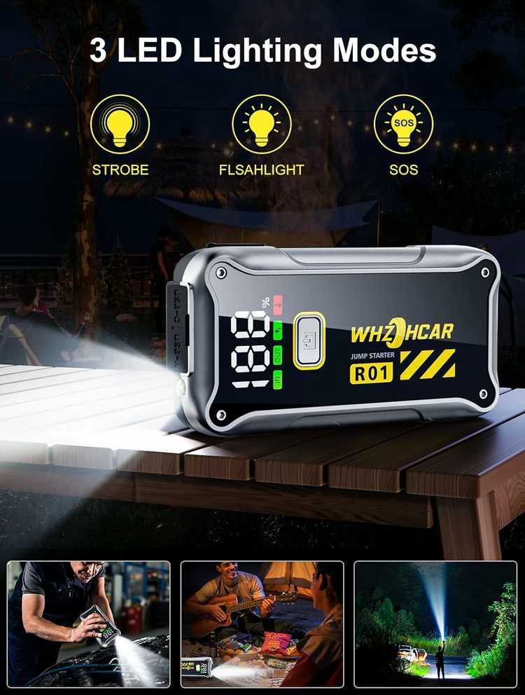 WHZOHCAR automobilinis starto powerbankas 4000 A, 12 V, 18 Ah, modelis R01