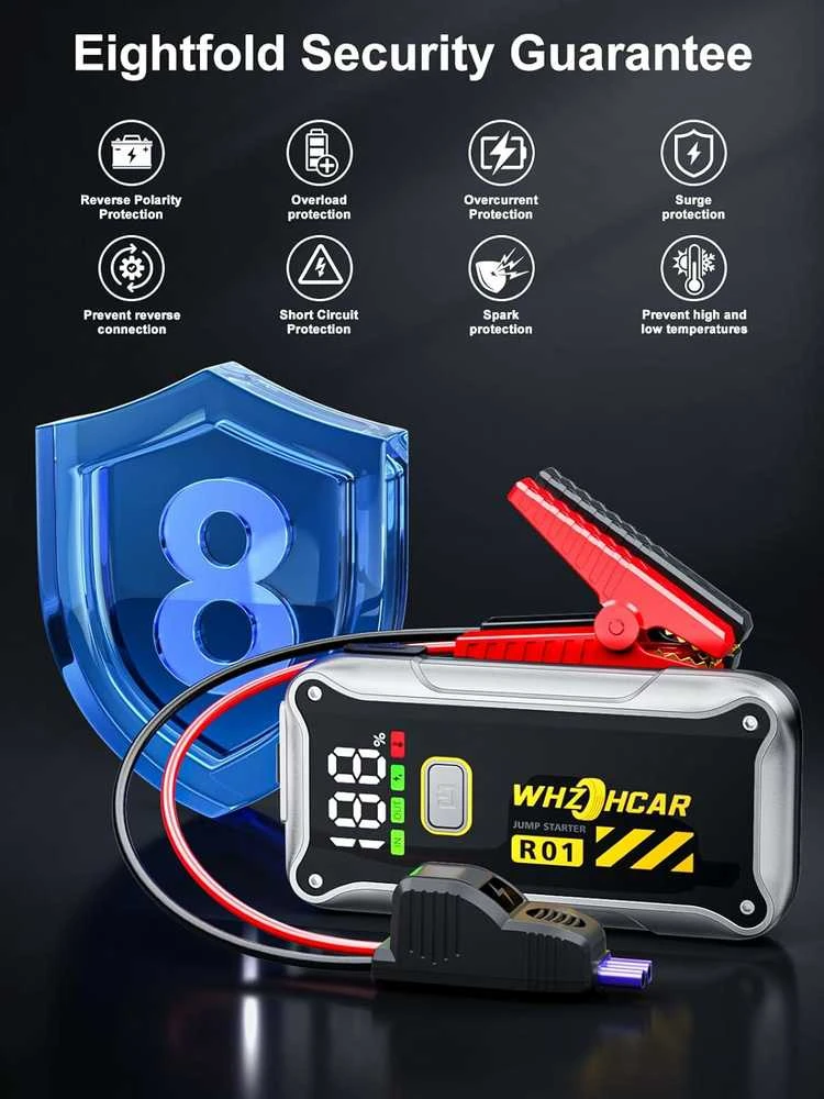 WHZOHCAR automobilinis starto powerbankas 4000 A, 12 V, 18 Ah, modelis R01