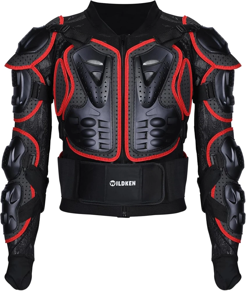 Wildken motokrosinė apsauginė striukė unisex, EVA pamušalas, PVC, juoda-raudona, NFS-001