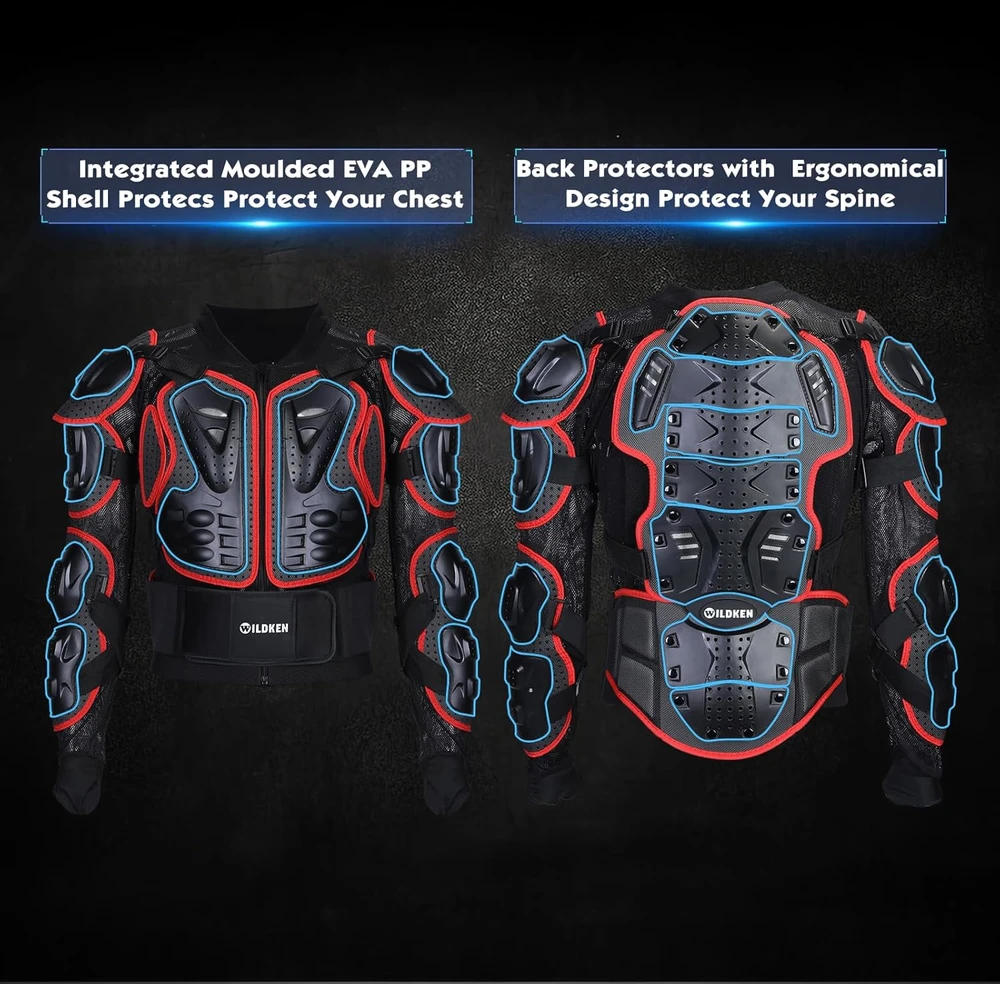 WILDKEN motokroso apsauginė striukė su šarvais, PVC, Lycra, EVA, unisex, NFS-001