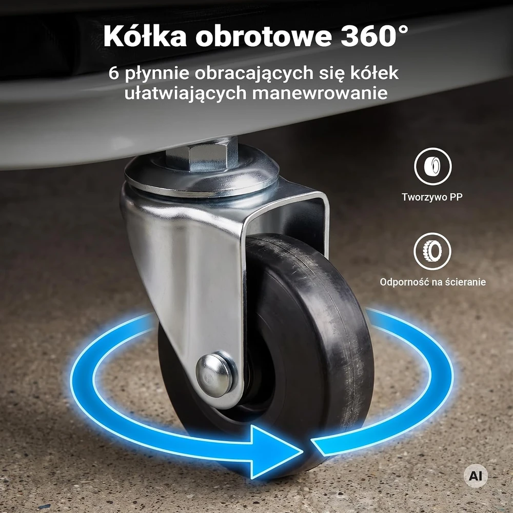 Wiltec 2 viename dirbtuvių gultas ir taburetė su 6 ratukais, iki 150 kg, 61192