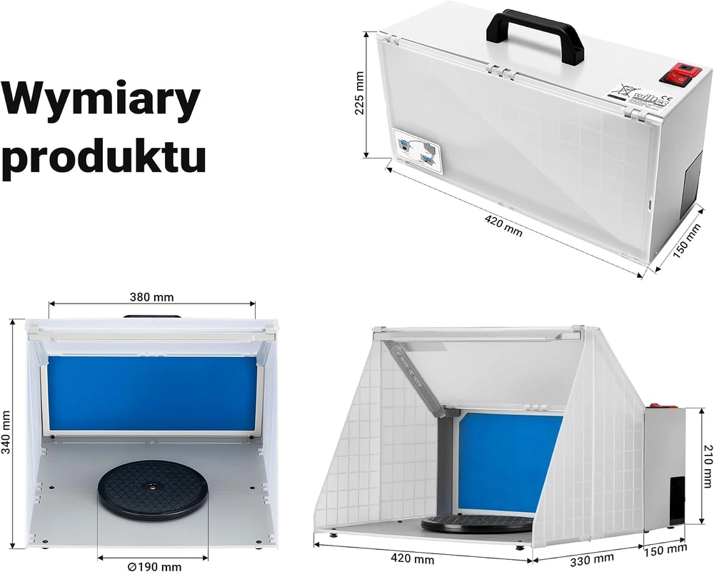 Wiltec aerografijos dažų dulkių ištraukiklis su filtru, 4 m³/min, LED, 34263
