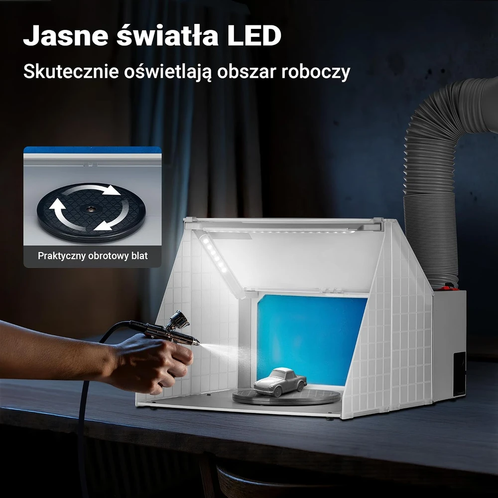 Wiltec aerografijos dažų dulkių ištraukiklis su filtru, 4 m³/min, LED, 34263