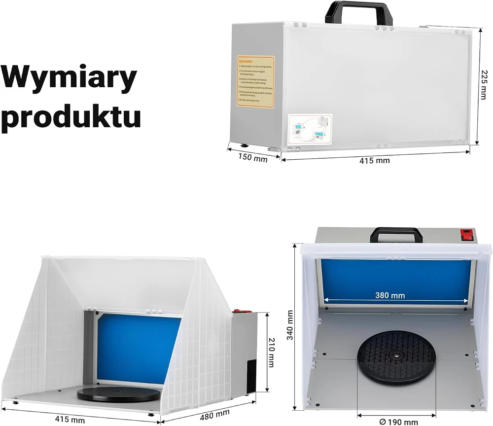 Wiltec aerografo dažų dulkių ištraukėjas su filtru, 4 m³/min, 12 V DC, 34251
