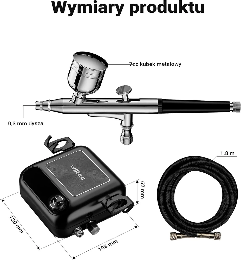 Wiltec aerografo kompresoriaus rinkinys HS-A9K, 150 W, su 1,8 m žarna, 65120