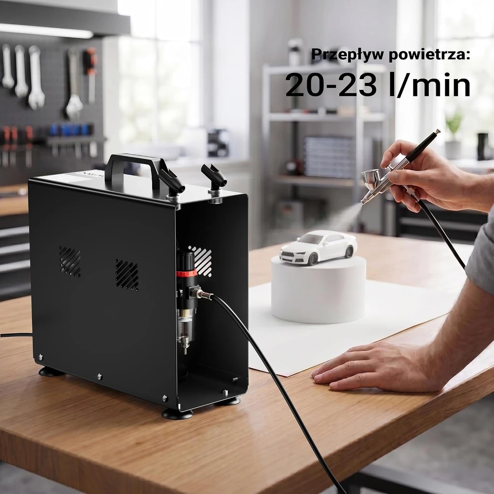 Wiltec aerografo kompresorius AF186A, 4 bar, 23 l/min, su oro baku, modelis 34244