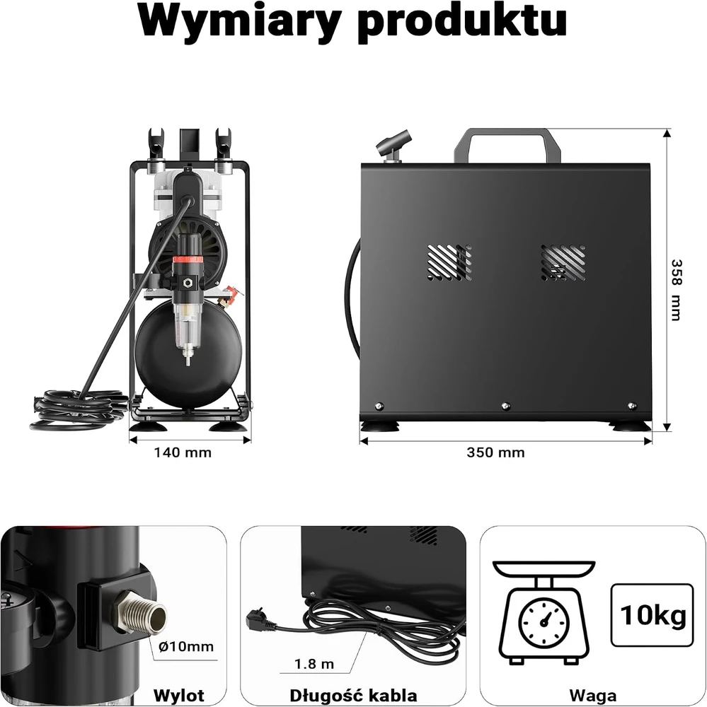 Wiltec aerografo kompresorius AF186A, 4 bar, 23 l/min, su oro baku, modelis 34244
