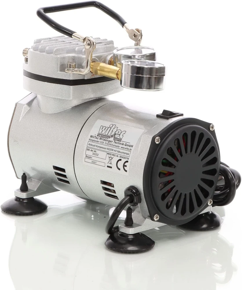 Wiltec aerografo kompresorius AS20W, 20 W, 4 bar, 23 l/min, be alyvos, 34202
