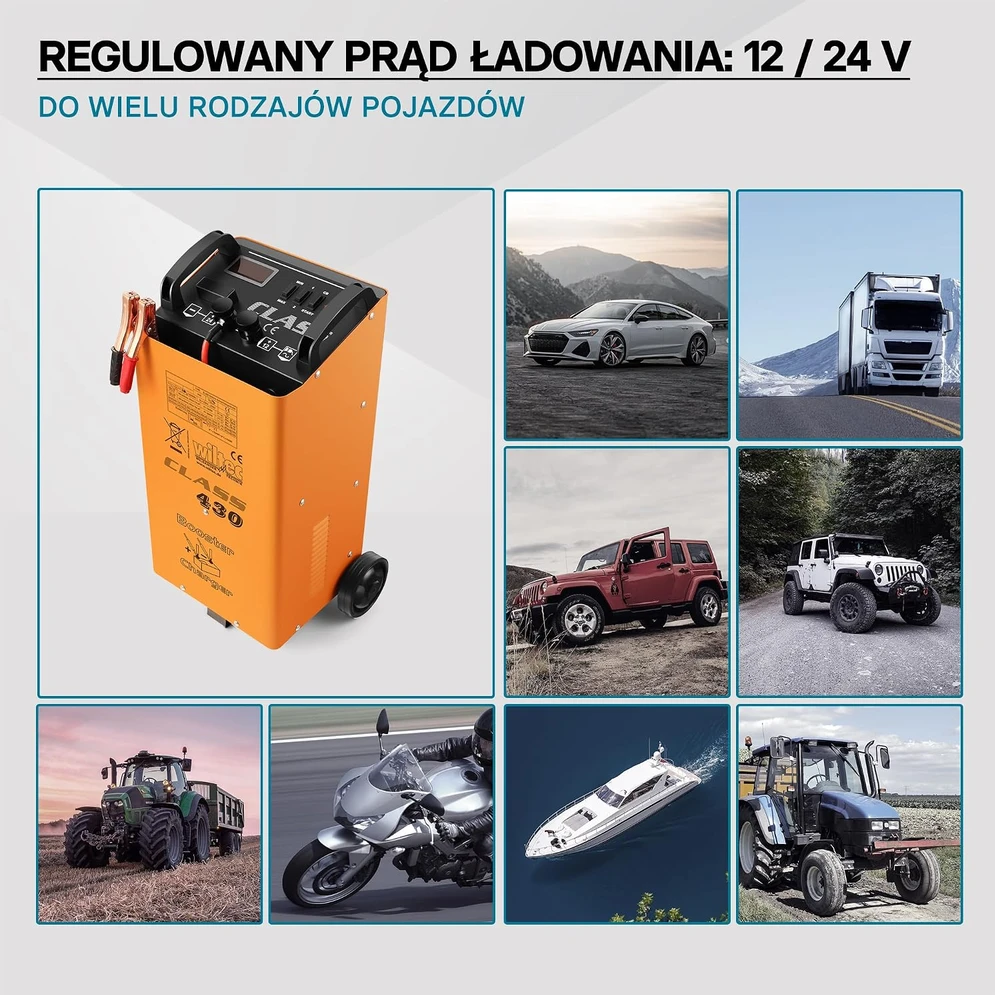 Wiltec akumuliatorių įkroviklis su paleidimo funkcija 12 V/24 V 75 A/400 A 30560