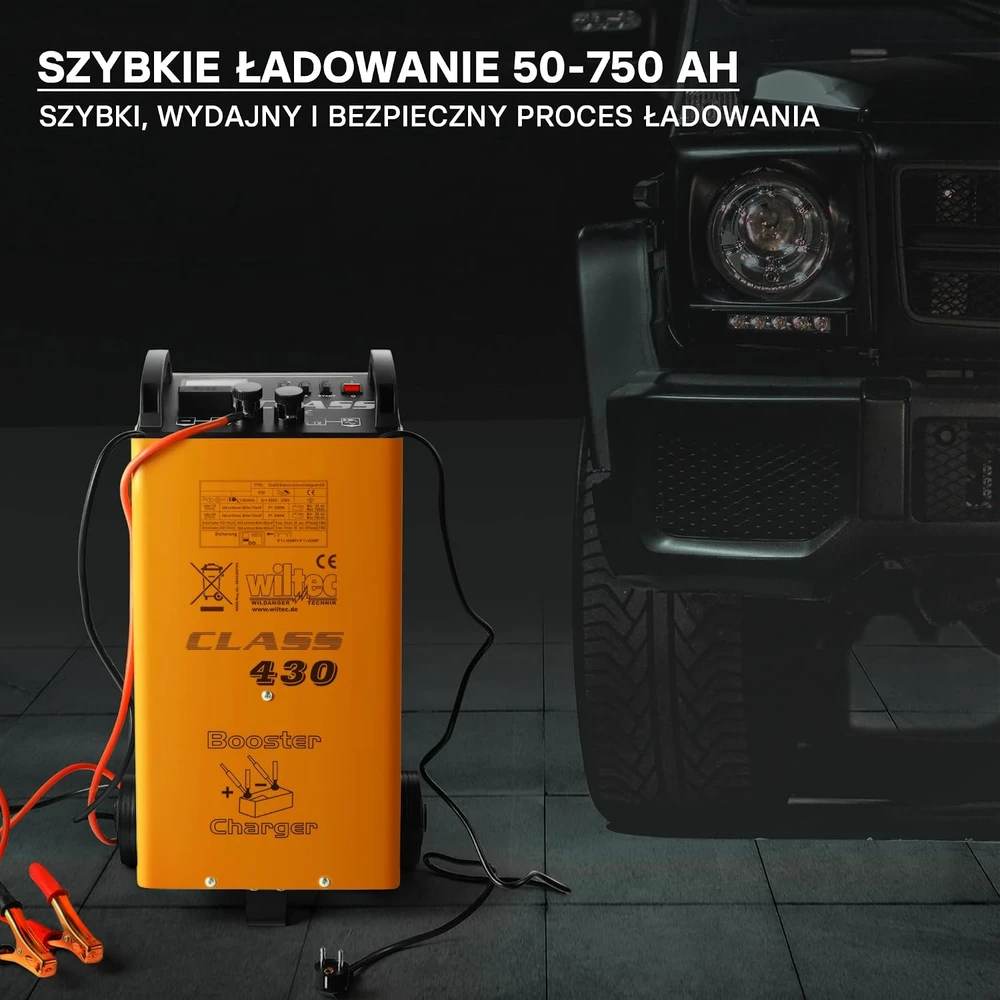 Wiltec akumuliatorių įkroviklis su paleidimo funkcija 12 V/24 V 75 A/400 A 30560