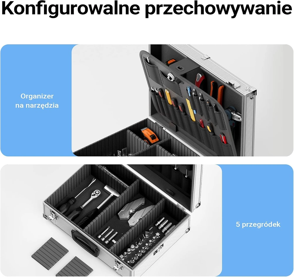 Wiltec aliumininis įrankių ir matavimo prietaisų dėklas 46 x 33 x 15,2 cm, 63336
