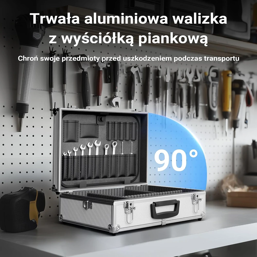 Wiltec aliumininis įrankių ir matavimo prietaisų dėklas 46 x 33 x 15,2 cm, 63336