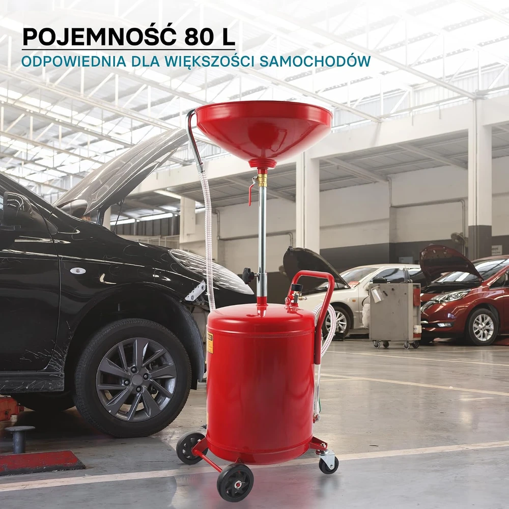 Wiltec alyvos surinkimo įrenginys 80 l su reguliuojamu 122–168 cm aukščiu, modelis 62573