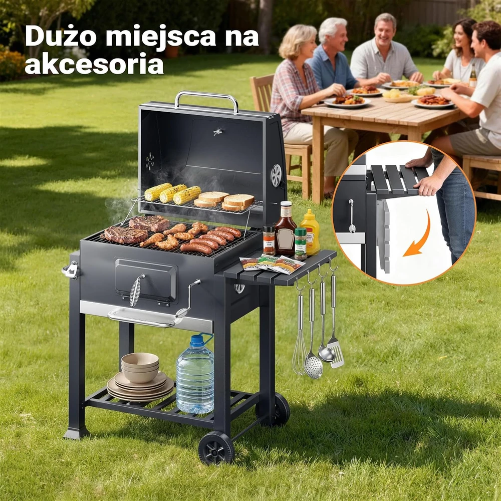 Wiltec anglinis sodo grilis su dangčiu, termometru ir reguliuojamu židiniu 62809