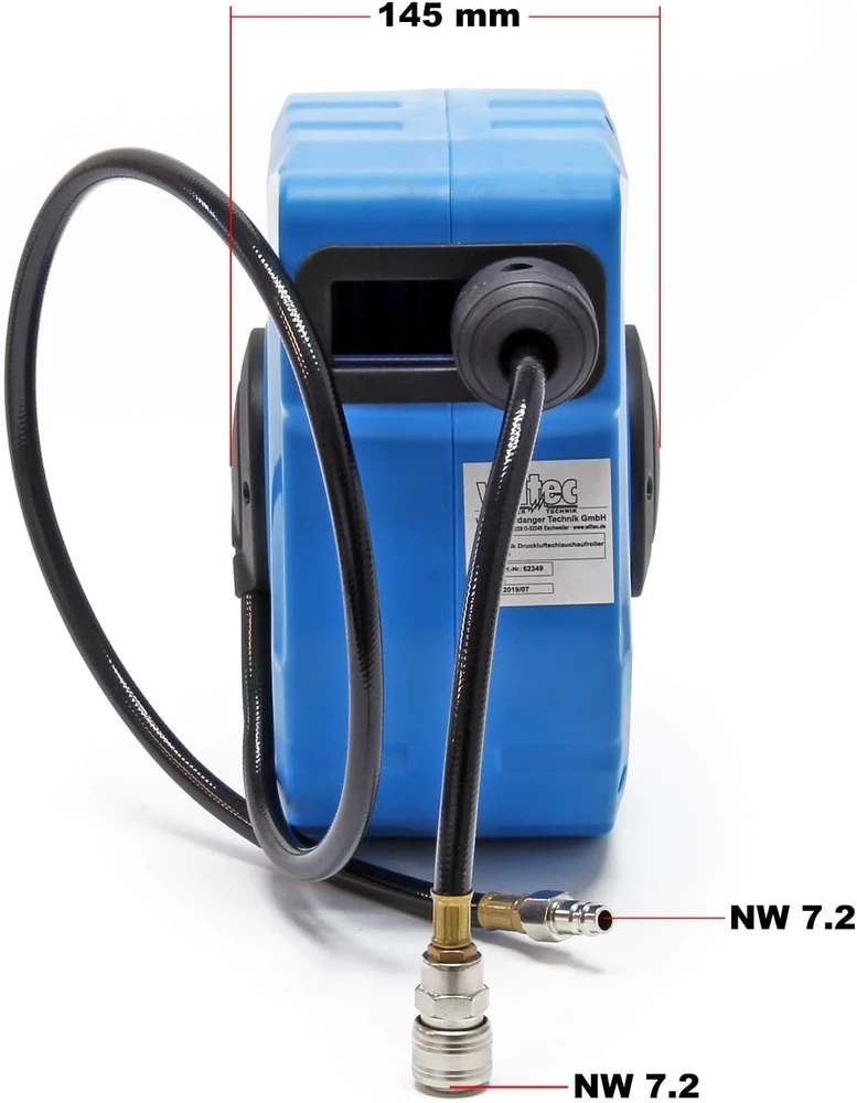 Wiltec automatinė suspausto oro žarnos ritė 10 m + 1 m, 8 bar, 62349