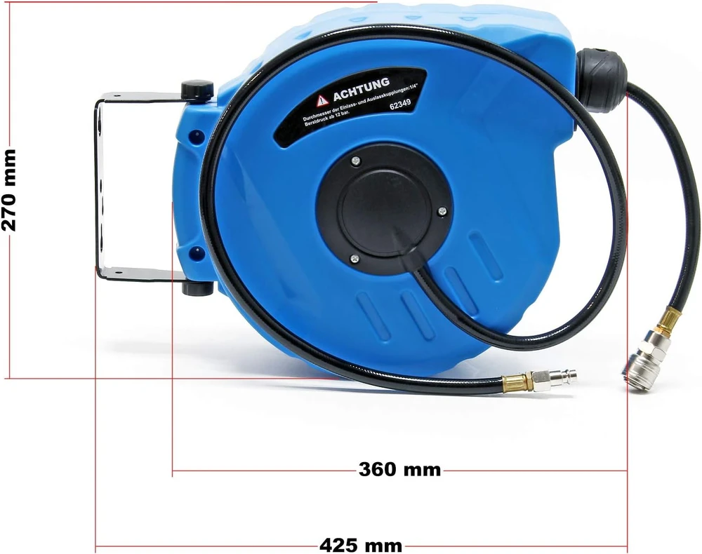 Wiltec automatinė suspausto oro žarnos ritė 10 m + 1 m, 8 bar, 62349