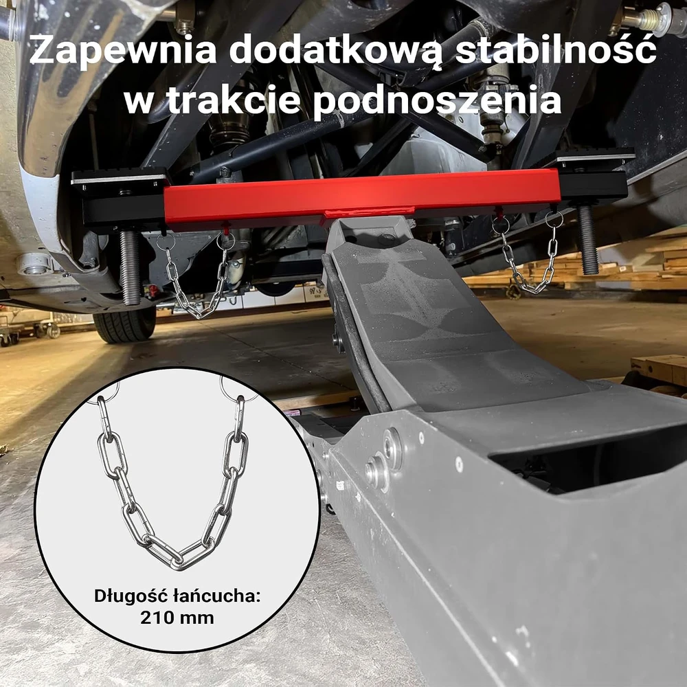 Wiltec automobilinio keltuvo skersinė sija 2000 kg su reguliuojamomis guminėmis atramomis 63855