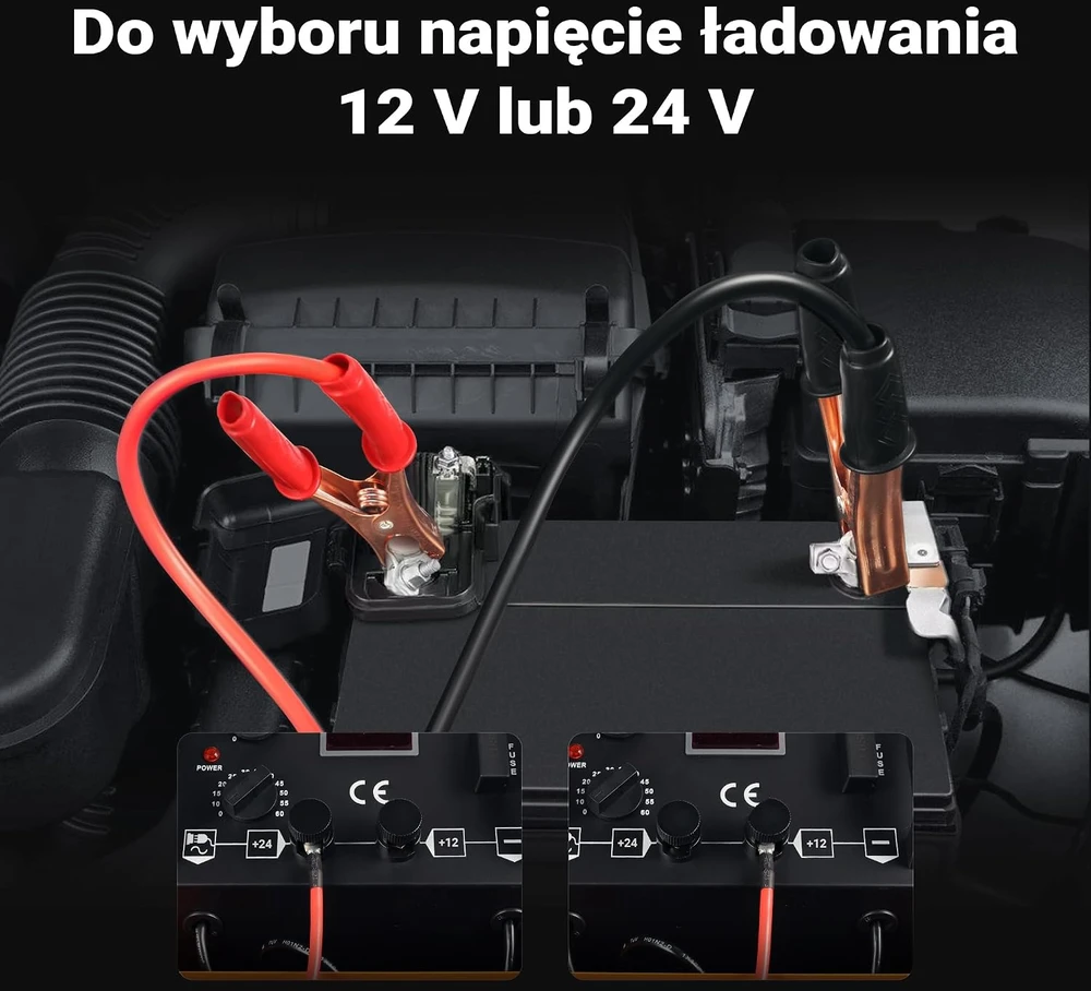 Wiltec automobilinis akumuliatorių įkroviklis su paleidimo funkcija 12/24 V 60 A 65102