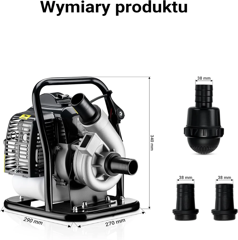 Wiltec benzininė dviejų taktų vandens pompa 1,45 kW, 15 m³/h, 8 m, 65021