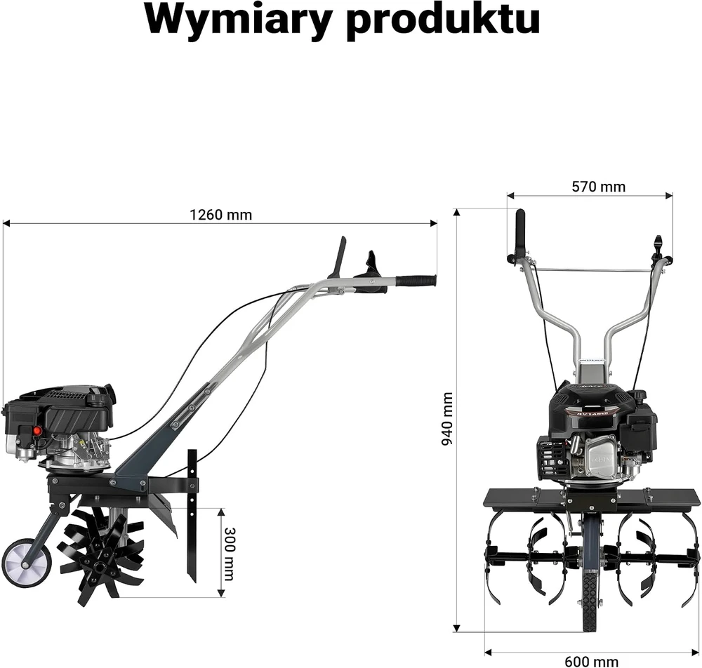 Wiltec benzininis kultivatorius 60 cm, 2,5 kW, 144 cm³, modelis 65051
