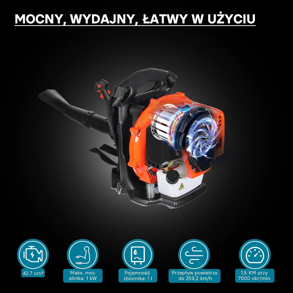 Wiltec benzininis lapų pūstuvas 1,7 AG, 165,6 km/h, 1,2 l bakas, modelis 61956