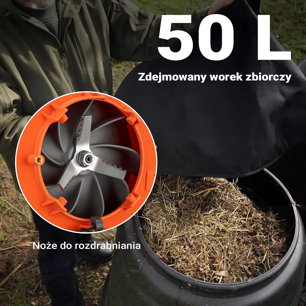Wiltec benzininis lapų pūstuvas-siurblys-smulkintuvas 1 AG, 265 km/h, 50 l, 61955