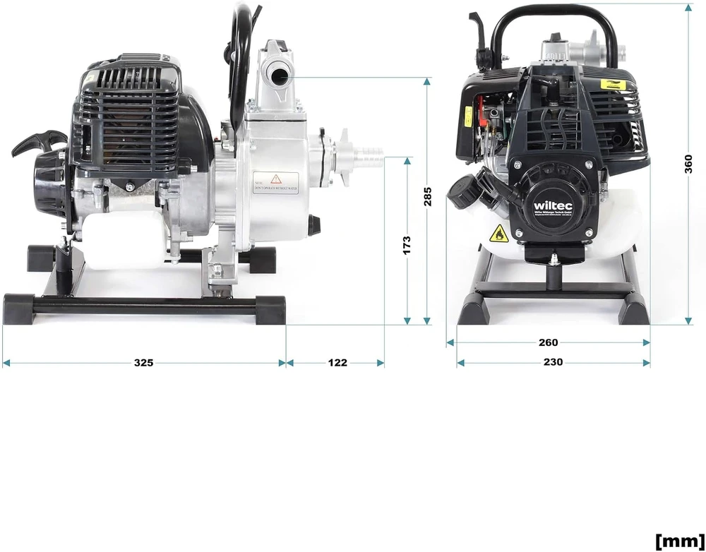 Wiltec benzininis vandens siurblys 1 kW, 8000 l/h, 30 m, modelis 64770