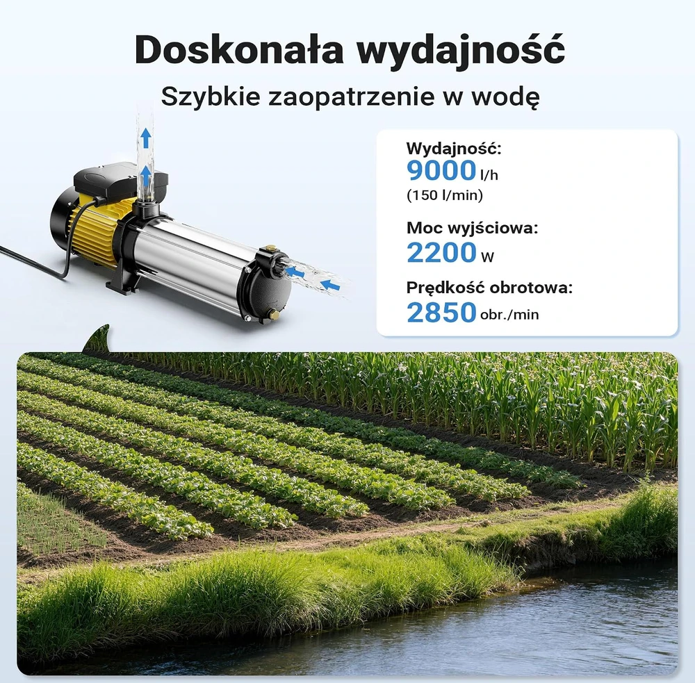Wiltec daugiapakopis išcentrinis vandens siurblys 2200 W, 9000 l/h, 105 m, 51547