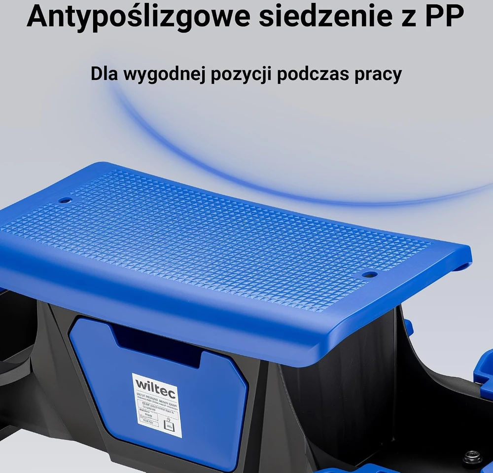 Wiltec dirbtuvių taburetė su stalčiumi ir 6 dėžutėmis, iki 150 kg, 99 x 47 x 39 cm, 65008