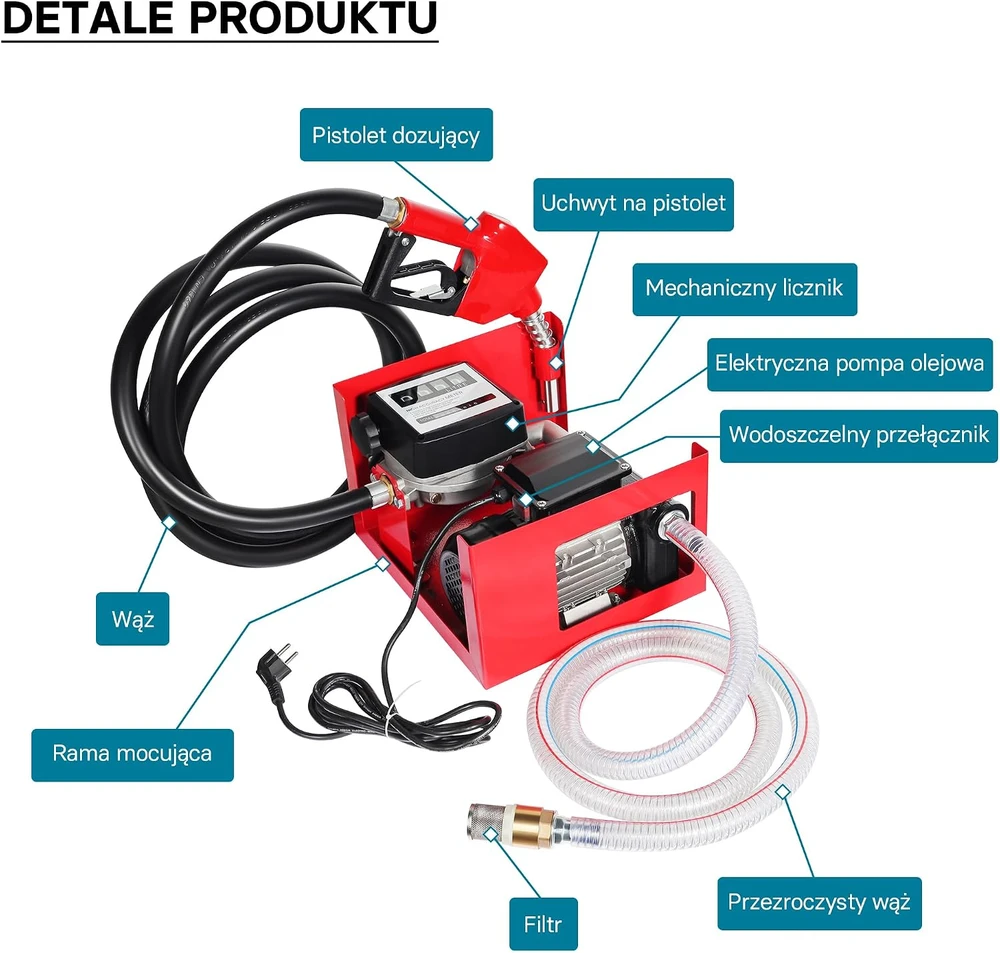 Wiltec dyzelino ir šildymo alyvos siurblys 750 W, 80 l/min su skaitikliu 50588