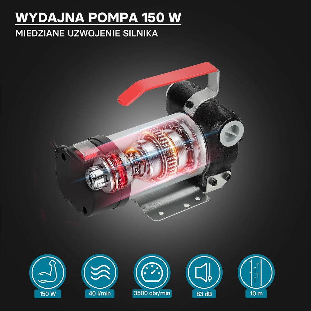 Wiltec dyzelino ir šildymo alyvos siurblys 150 W, 12 V, 40 l/min, modelis 50959