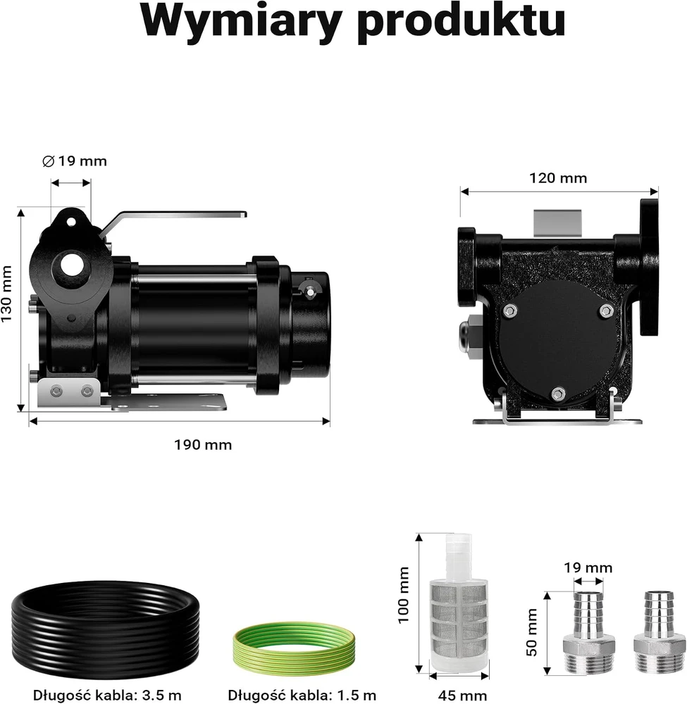 Wiltec elektrinis kuro siurblys 12 V, 180 W, 40 l/min, savaiminio įsiurbimo, 65125