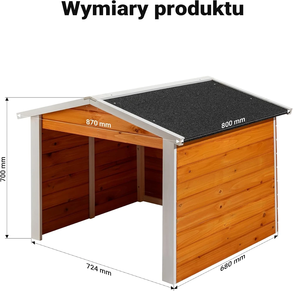 Wiltec garažas robotui vejapjovei iš eglės medienos 87 x 70 x 80 cm, modelis 60319