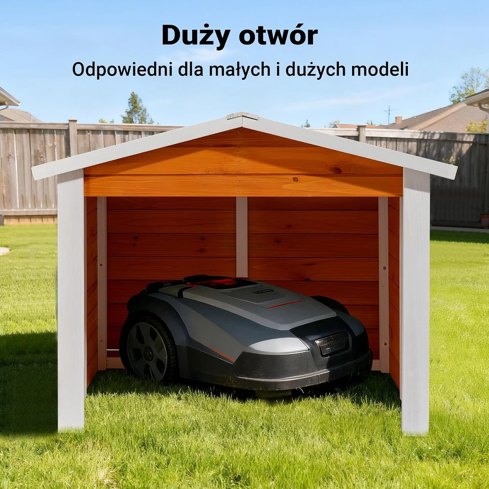 Wiltec garažas robotui vejapjovei iš eglės medienos 87 x 70 x 80 cm, modelis 60319