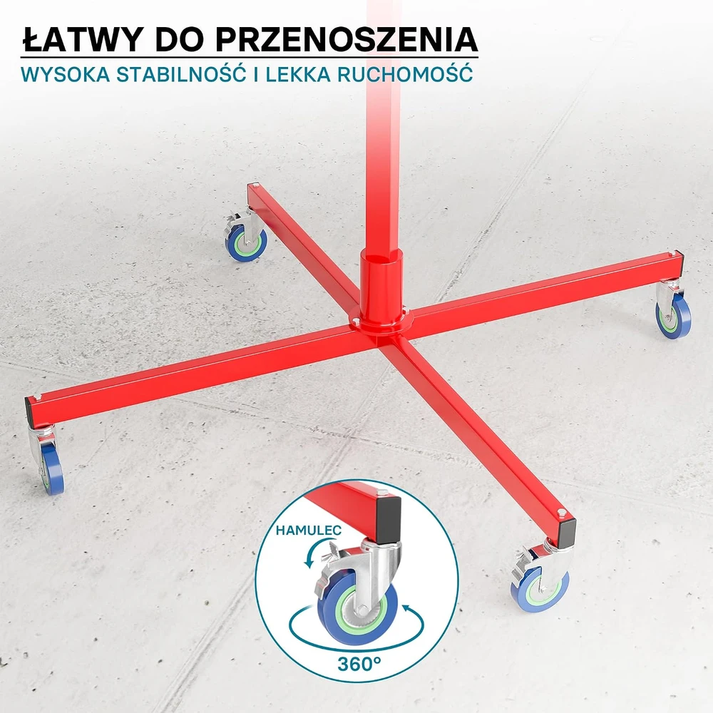 WilTec gipskartonio plokščių keltuvas iki 50 kg, 190–330 cm, su 4 ratukais, 64205