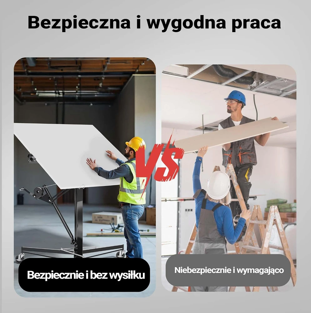 Wiltec gipso kartono plokščių keltuvas XXL iki 68 kg, 140–350 cm, modelis 51289