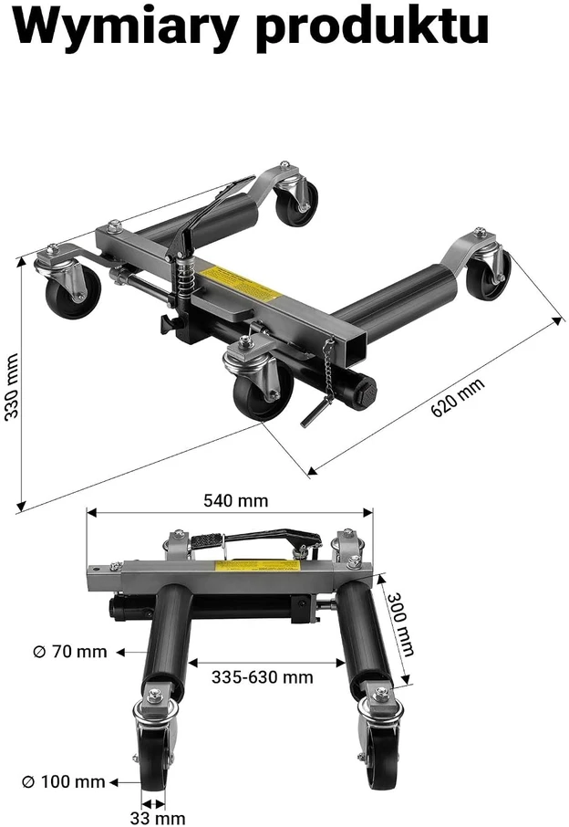 Wiltec hidrauliniai automobilio ratų vežimėliai 680 kg, padangoms iki 30 cm, 51678