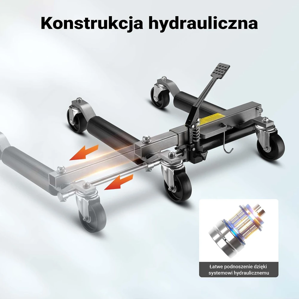 Wiltec hidrauliniai automobilio ratų vežimėliai 680 kg, padangoms iki 30 cm, 51678