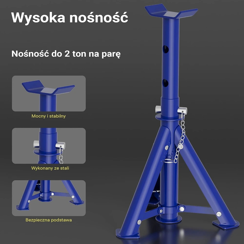 Wiltec hidraulinio domkrato ir 2 sulankstomų atramų rinkinys iki 2 t, 135–335 mm, 62812