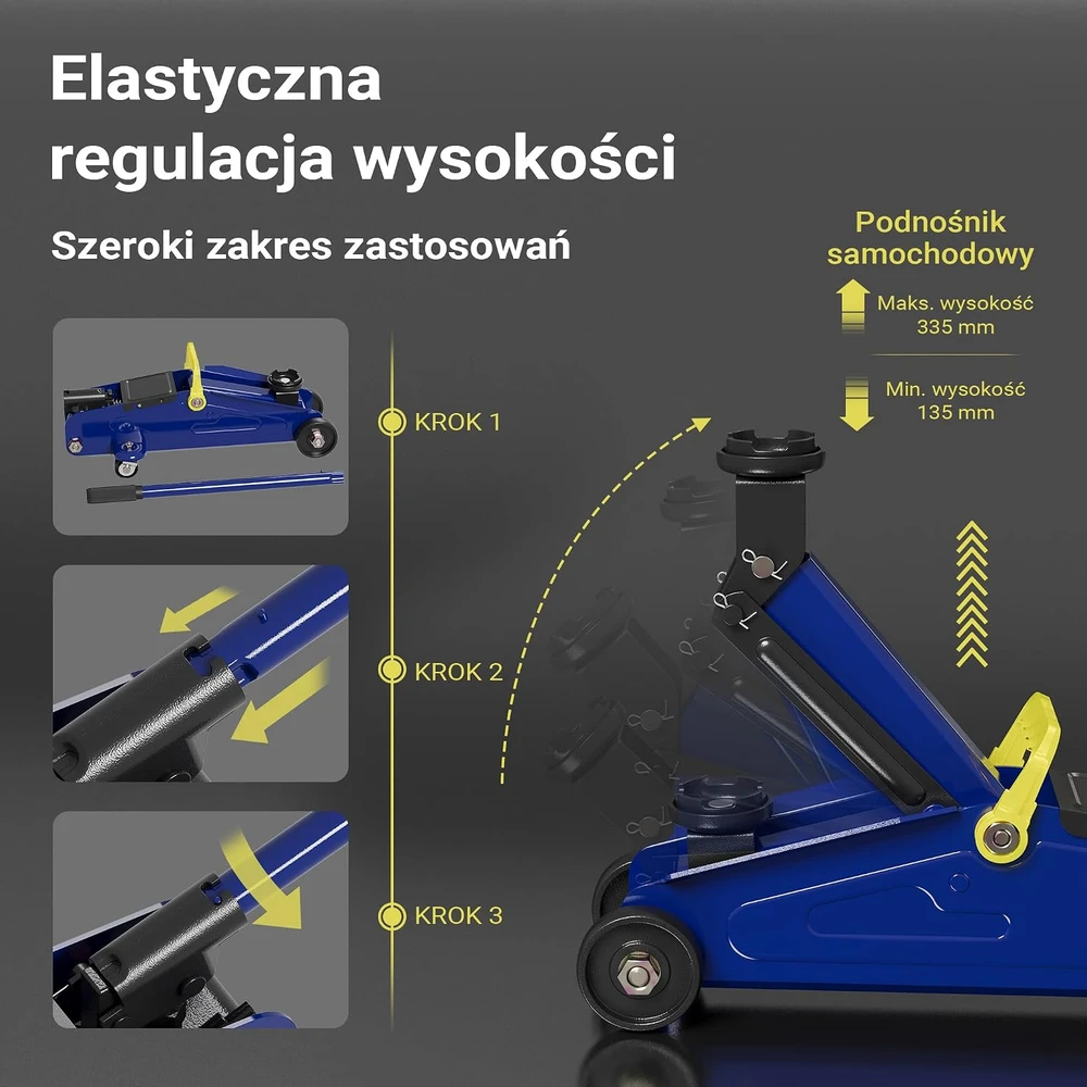 Wiltec hidraulinio domkrato ir 2 sulankstomų atramų rinkinys iki 2 t, 135–335 mm, 62812