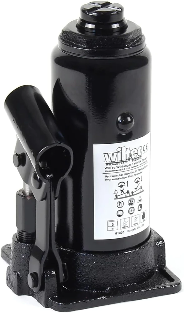 Wiltec hidraulinis butelinis domkratas 6 t, 197–382 mm, modelis 61330