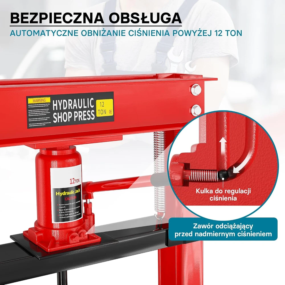 Wiltec hidraulinis dirbtuvių presas 12 t, reguliuojamas, 51257
