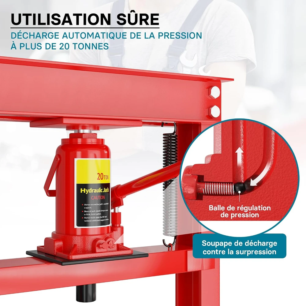 Wiltec hidraulinis dirbtuvių presas 20 t, 500 mm, plieno rėmas, modelis 51728