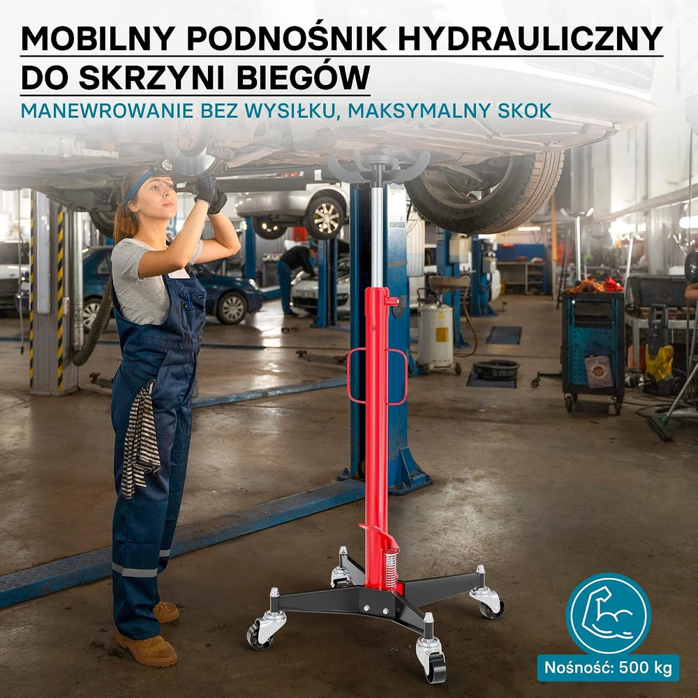 Wiltec hidraulinis pavarų dėžės keltuvas 500 kg, 110–190 cm, modelis 62420