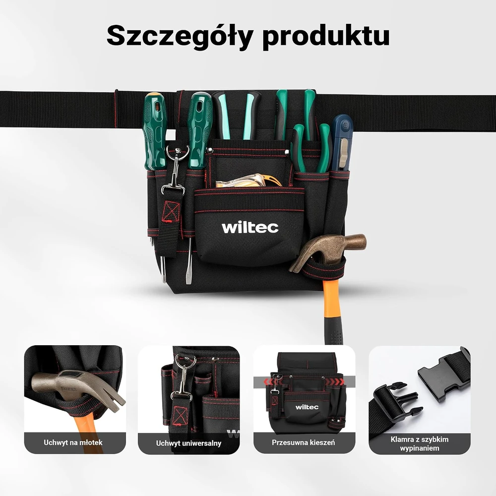 Wiltec įrankių diržas su 7 kišenėmis, 15 kg keliamoji galia, 65379