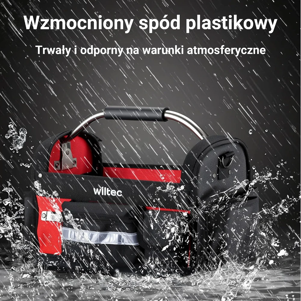 Wiltec įrankių krepšys su 29 kišenėmis, 1680D poliesteriu ir plastikiniu dugnu 65376