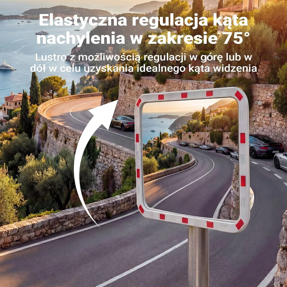 Wiltec išgaubtas eismo saugumo veidrodis 70 x 90 cm su reguliuojamu laikikliu 60920