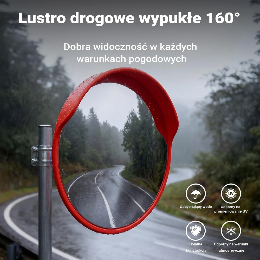 Wiltec išgaubtas kelio saugumo veidrodis 75 cm su reguliuojamu laikikliu 61724