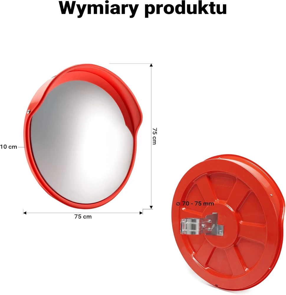 Wiltec išgaubtas kelio saugumo veidrodis 75 cm su reguliuojamu laikikliu 61724