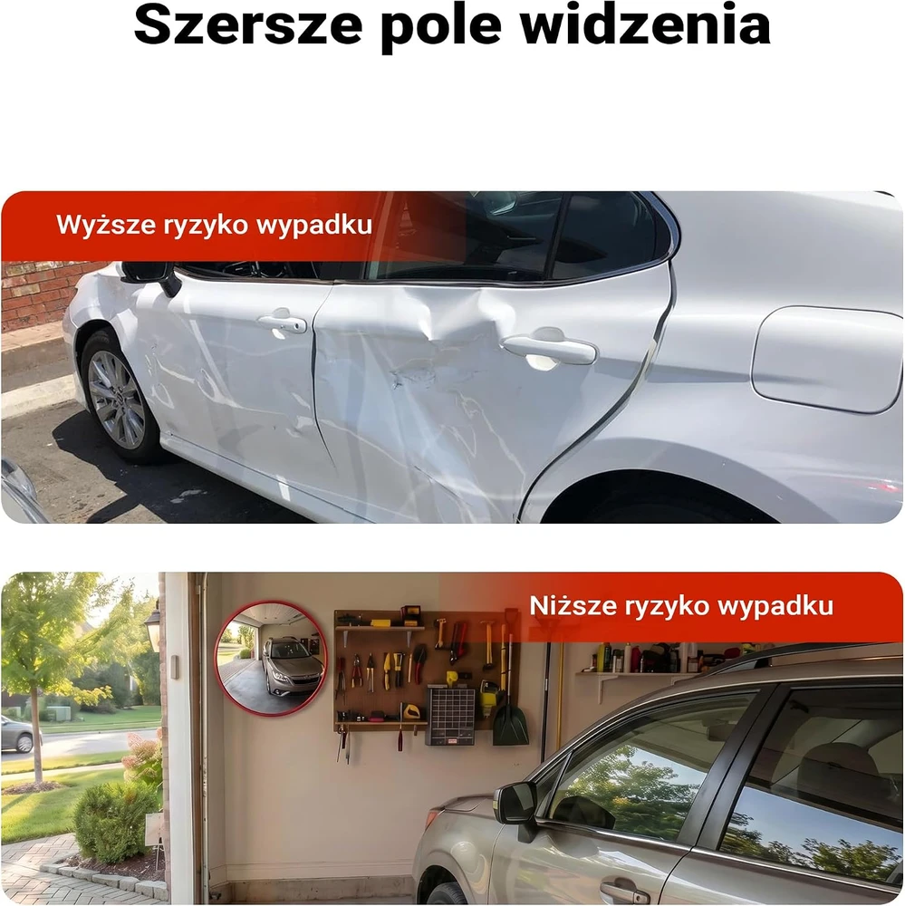 Wiltec išgaubtas kelio saugumo veidrodis 30 cm su reguliuojamu laikikliu 61719